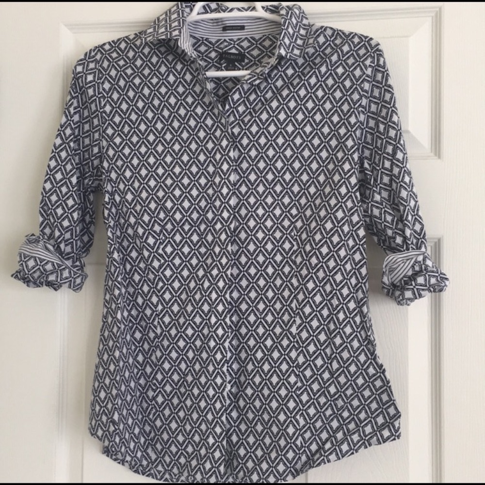 Talbot's Wrinkle Resistant Print Button Down Top - image 1